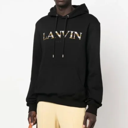 Lanvin Embroidered CURB Logo Black Hoodie