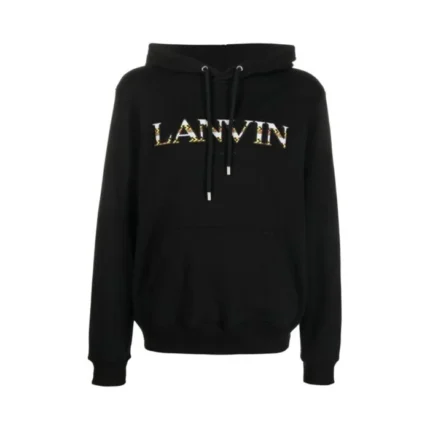 Lanvin Embroidered CURB Logo Black Hoodie