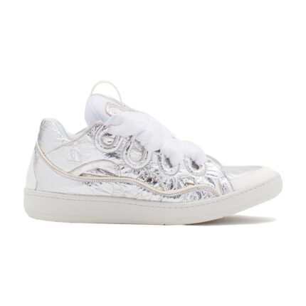 CRINKLED-METALLIC-CURB-SNEAKERS LEATHER